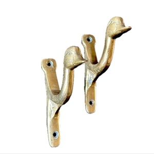 Vintage Heavy Brass Duck Wall Hooks